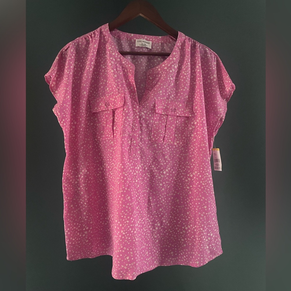 Margaux Pink and White Patterned Blouse